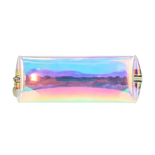 Bearky Luxury Elegant PVC Custom Clear Zipper Holographic Waterproof Large Travel Cosmetic Pouch Makeup Bag